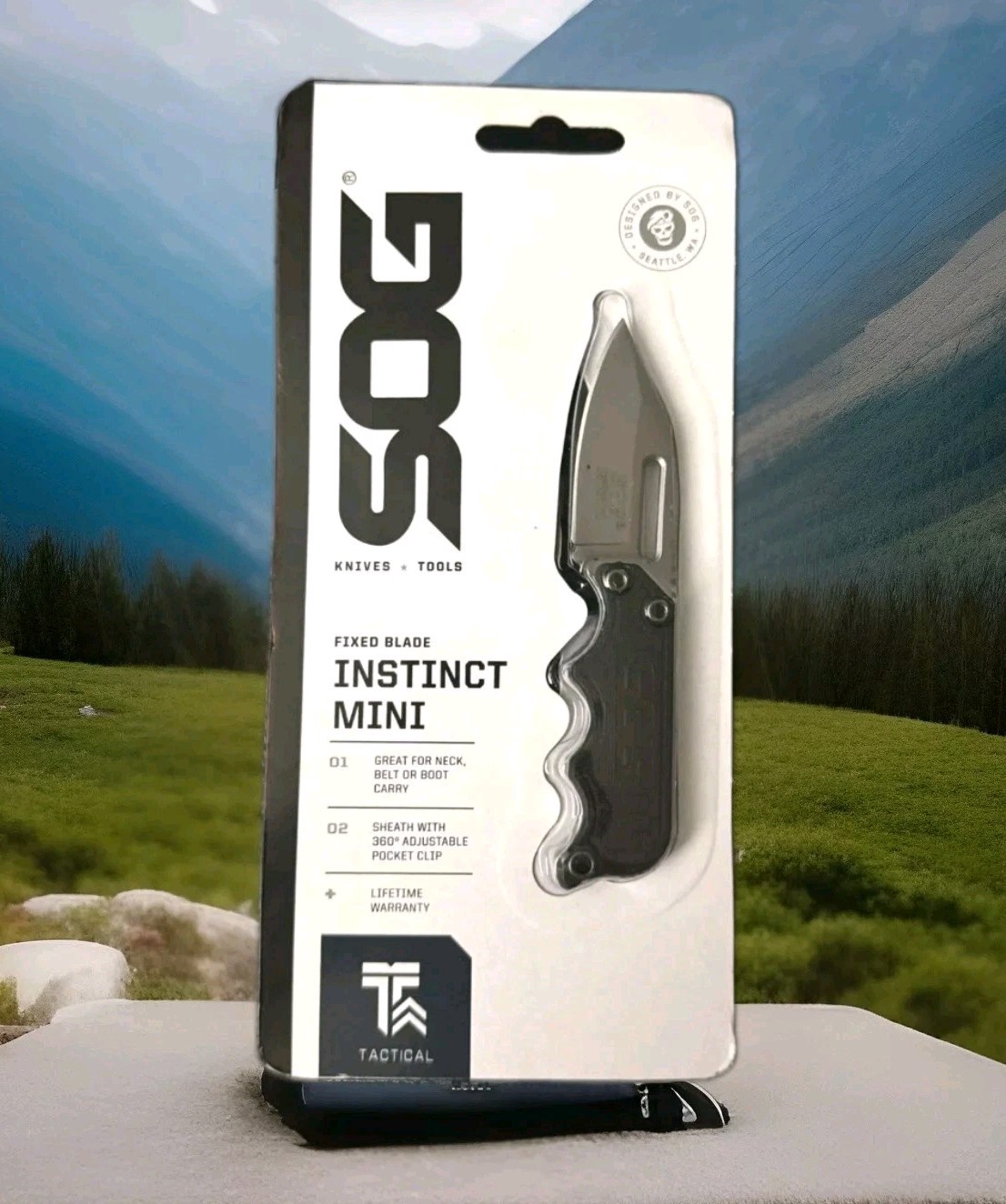 SOG Instinct Mini Fixed Blade Knife G10 Full Tang Neck Knife Sheath EDC Tactical