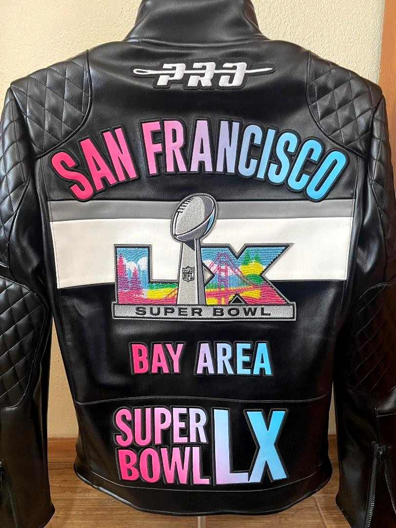 2026 NFL Super Bowl LX San Francisco Moto Leather Jacket Pro Standard Size XL