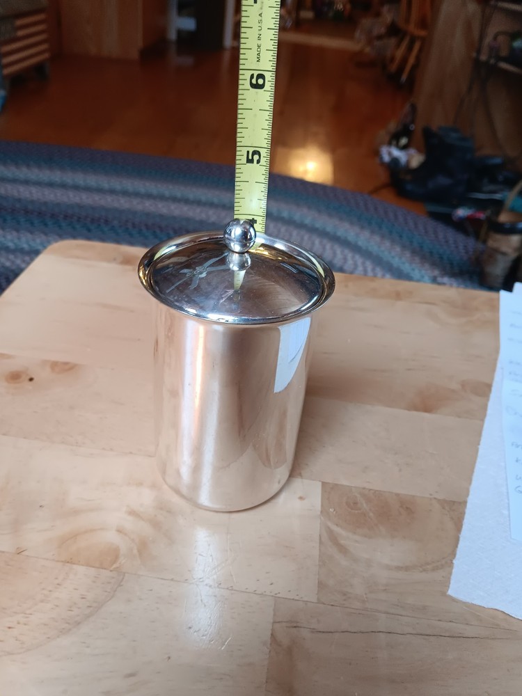 4 INCH SILVERPLATE CONTAINER WITH LID. 1197
