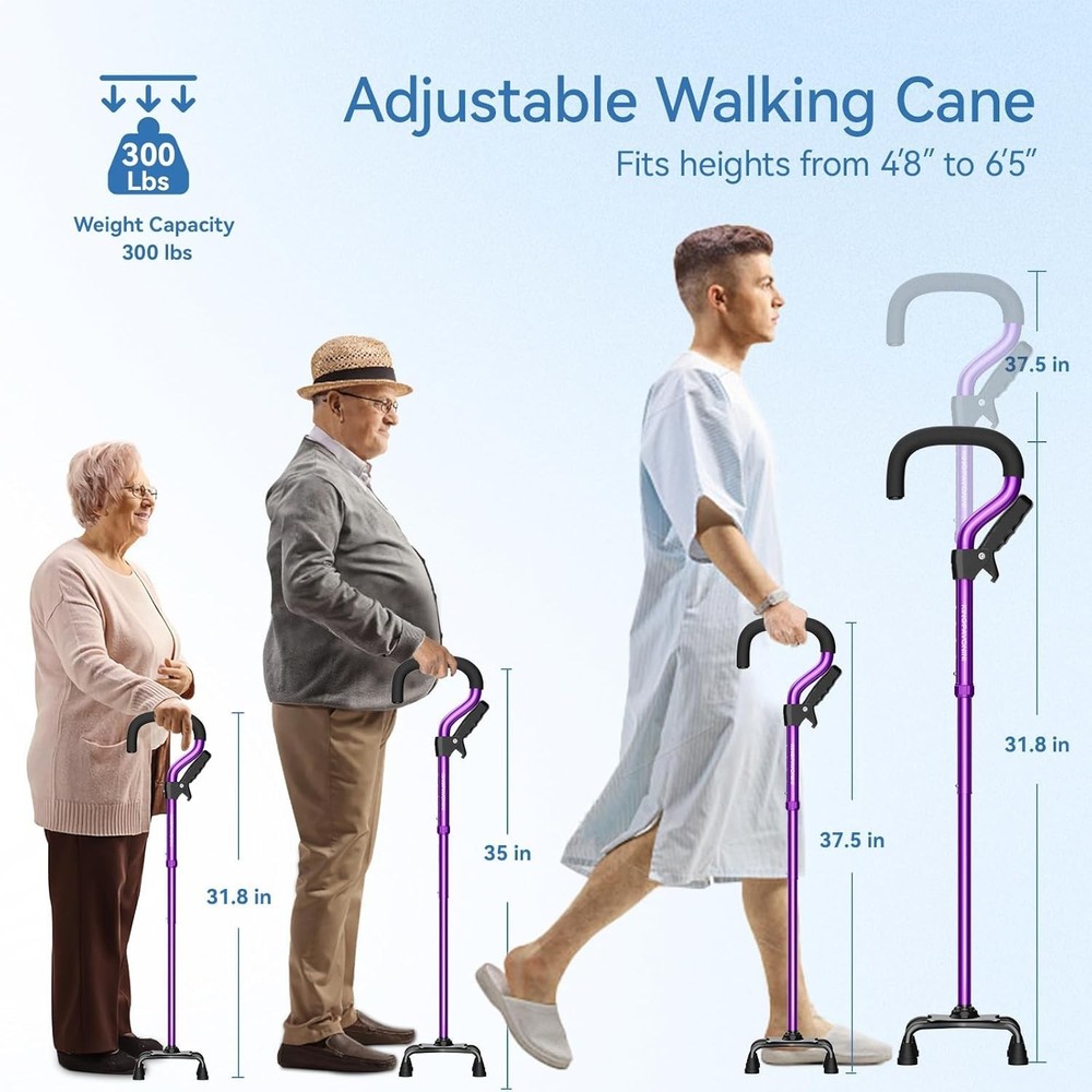 Adjustable Folding Cane for Stability - Ideal for Recovery & Mobility