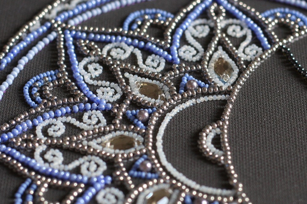 Bead Embroidery Kit DIY "Moon pattern" Beaded Needlepoint Craft Set