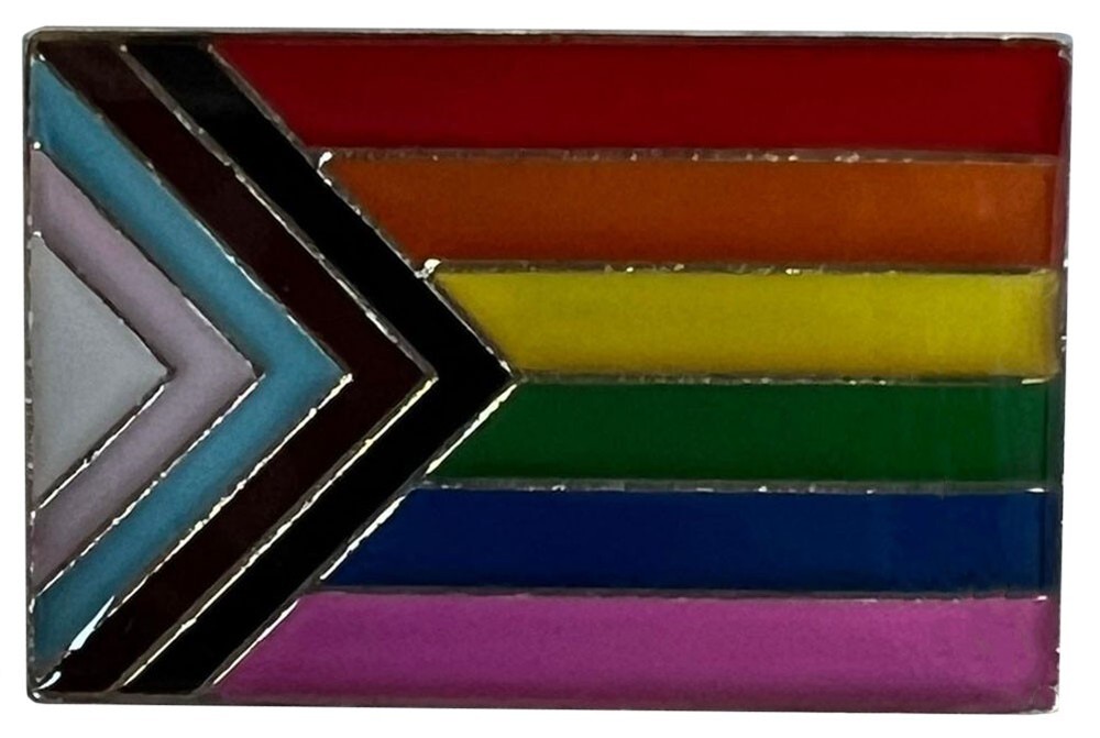 Progress Pride Rectangle Flag Motorcycle Hat Cap Lapel Pin