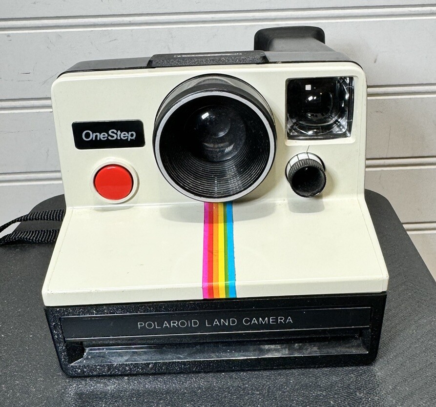 Vintage Polaroid One Step Rainbow Instant Land Camera With Strap UNTested