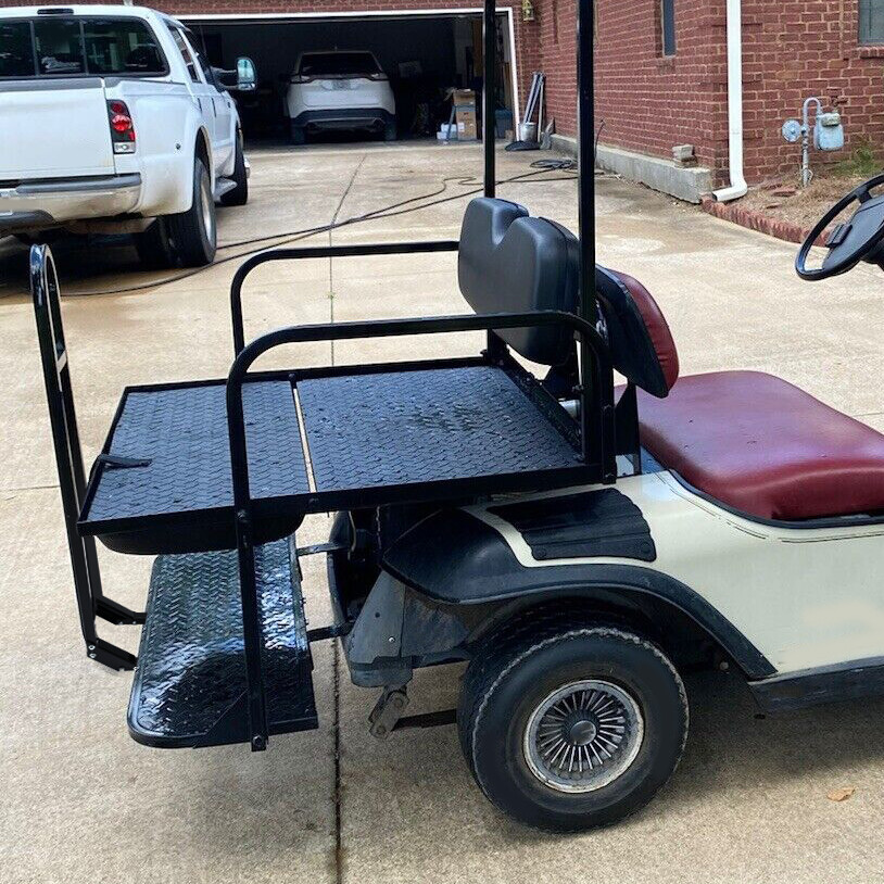 For 1995-UP EZGO TXT Golf Cart Flip Rear Seat Kit W/Roof Support Safety Grab Bar