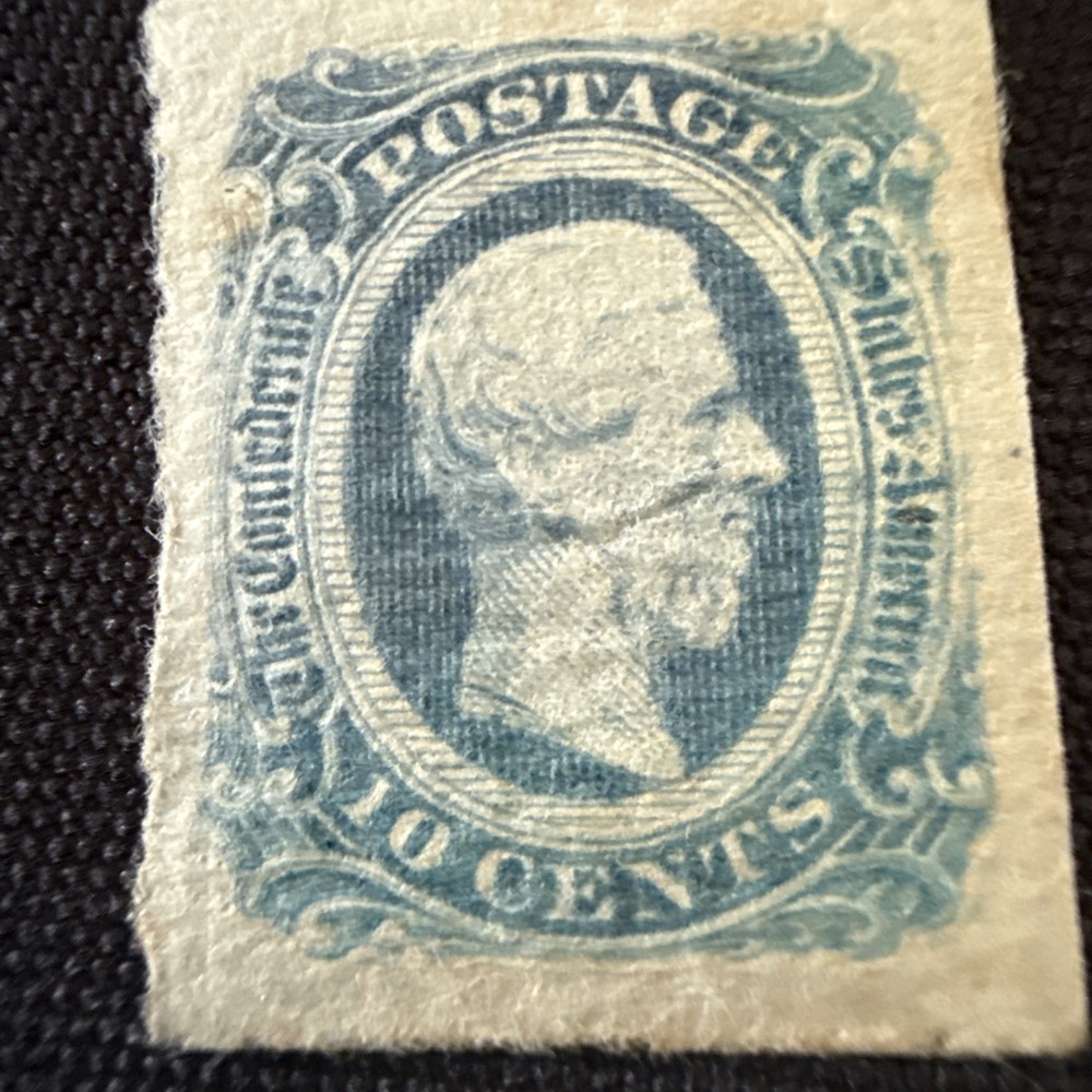 Sought After 1860s Original Confederate States Jefferson Davis Stamp Aged.