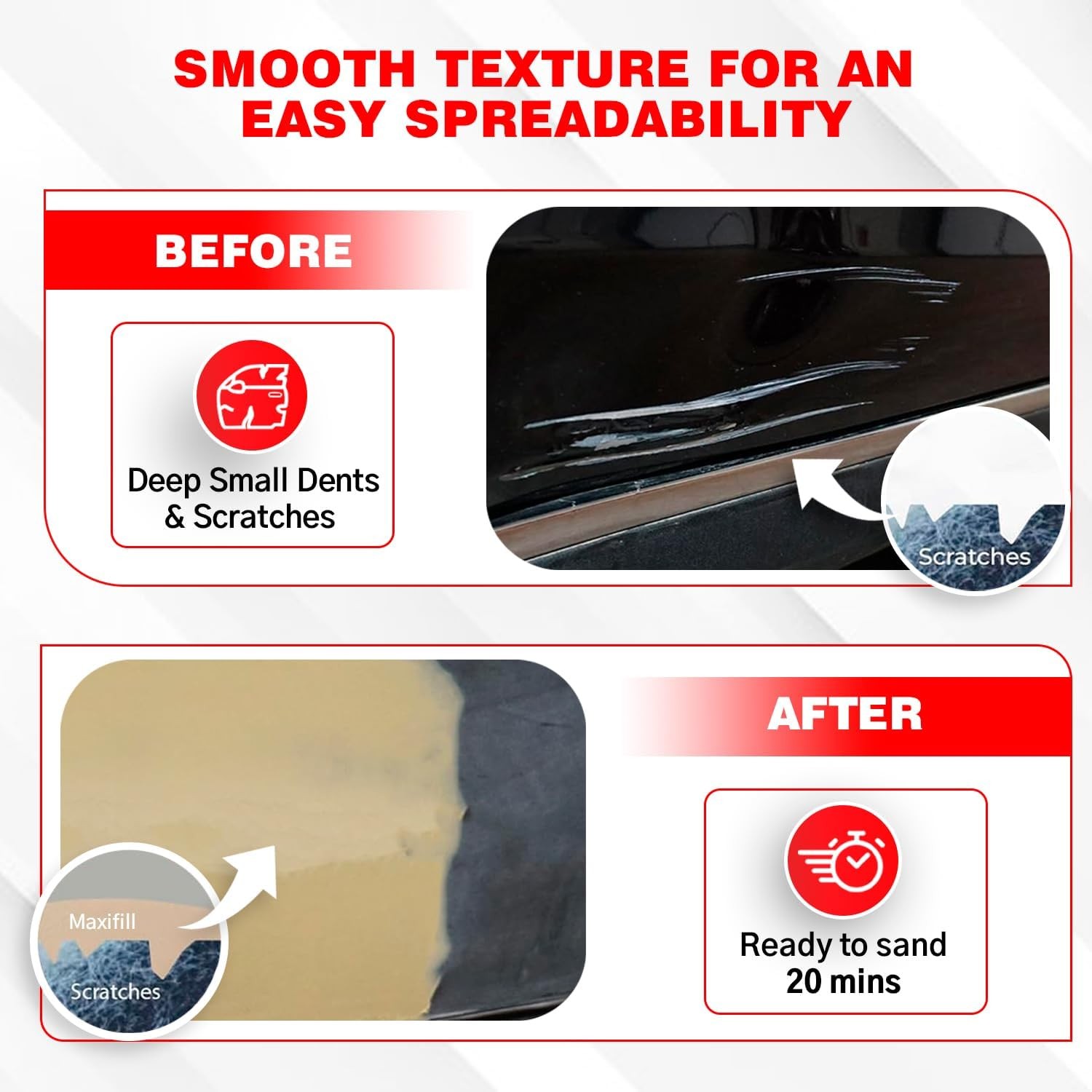 Maxifill Superior Lightweight Body Filler – Easy Sanding & Paintable for Car R