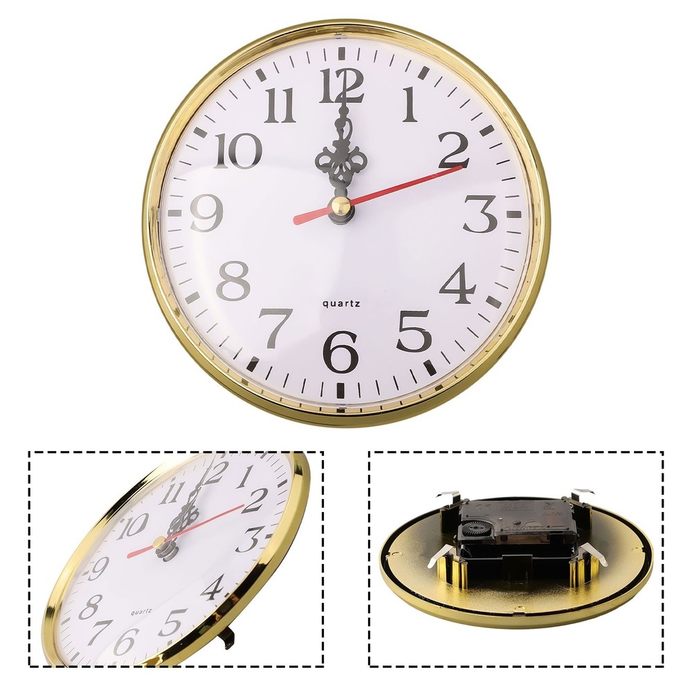 Compact 130MM Quartz Clock Insert with Gold Arabic Numerals DIY or Replacement