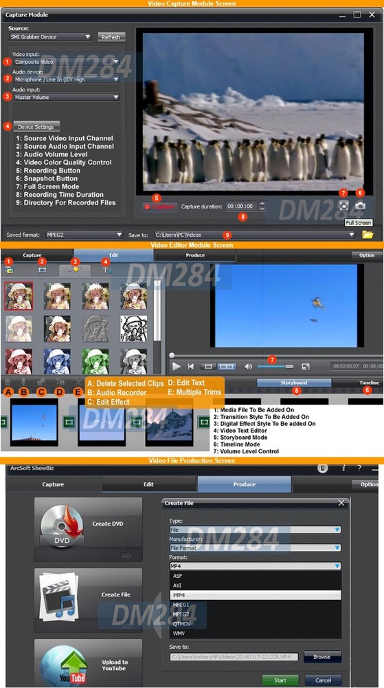 Premium HD/SD MPEG4 Video Recorder With HD 1080P RCA AV Input Software Editor