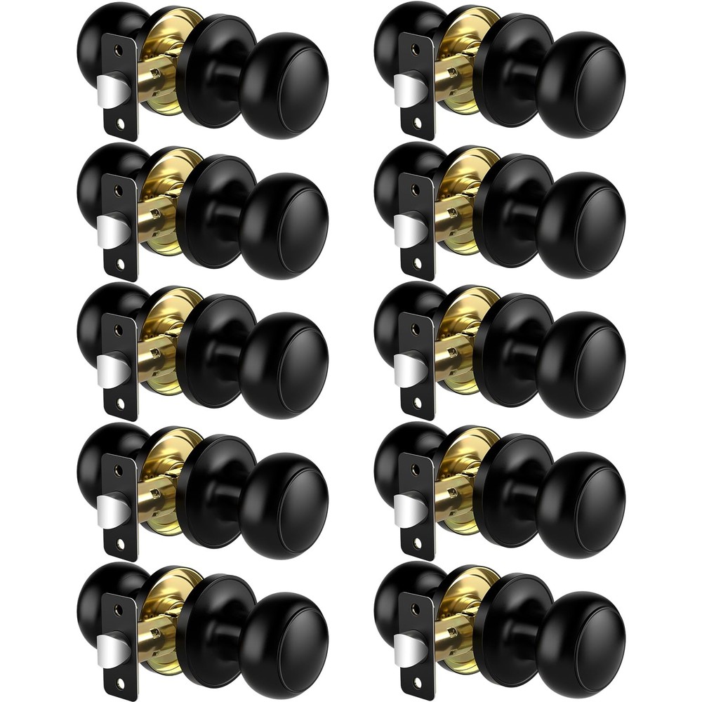 Vesmikit Passage Door Knobs, 10 Pack Matte Black Door Knobs, Hallway Closet N...