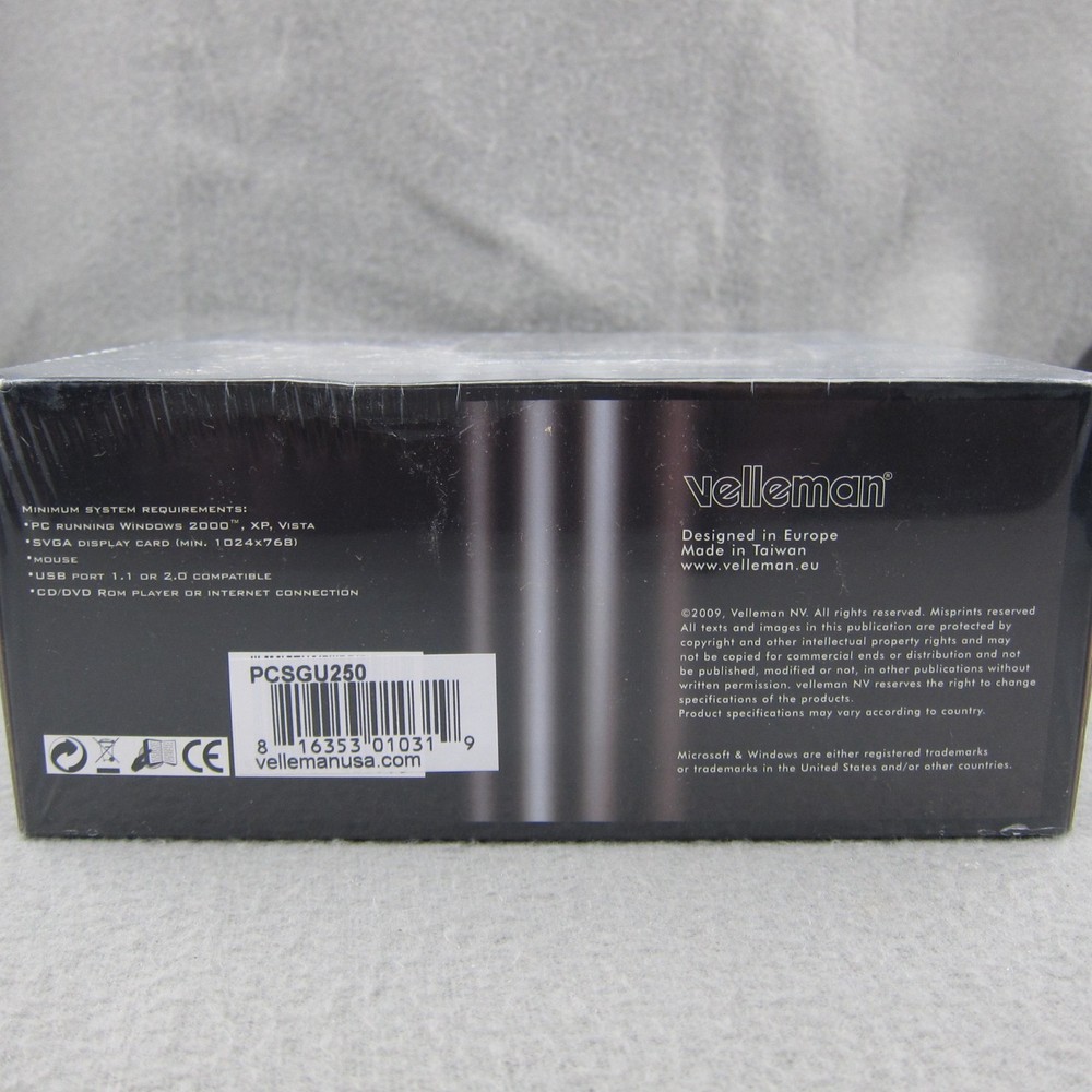 New Velleman PCSGU250 USB-Based PC Oscilloscope & Function Generator Sealed Note