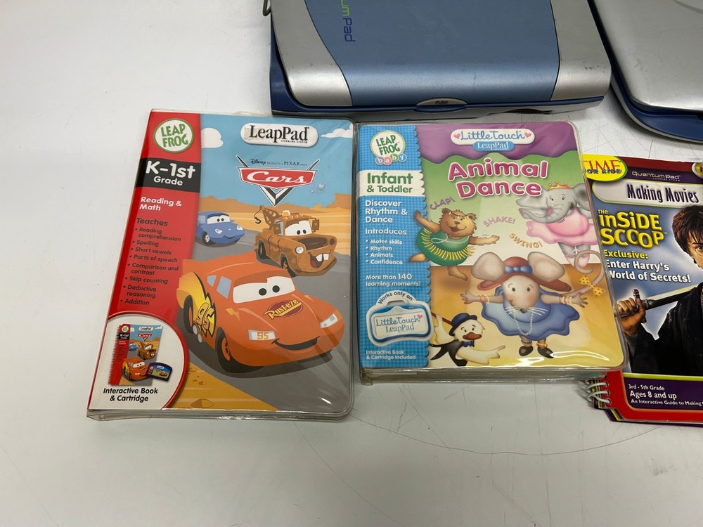 5 Leap Frog Quantum Pad Learning Game Systems 5 Cartridges Books As Is Untested