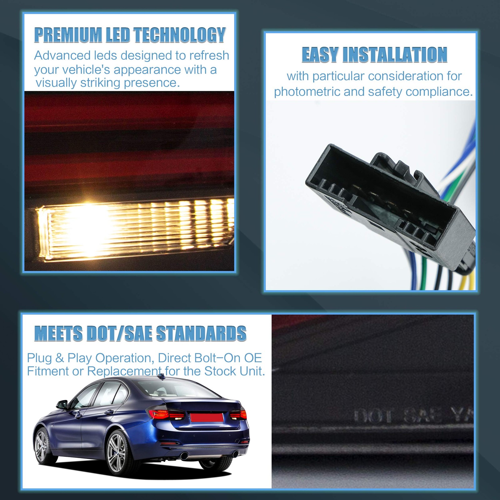 Tail lights Assembly for 2013-2018 BMW 3 Series 6th Gen F30 F35 F80 M3 Sedan