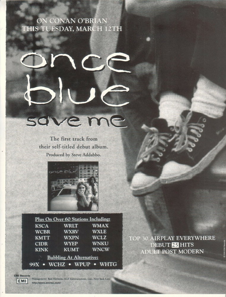 Once Blue 1996 Ad- Save Me   Advertisement