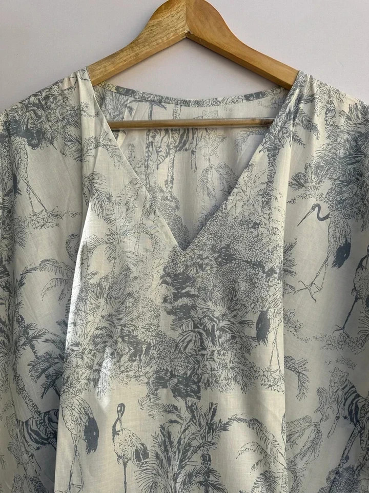 New Indian Vintage Cotton Long Beach Maxi Kaftan Dress One Size Caftan Kimono