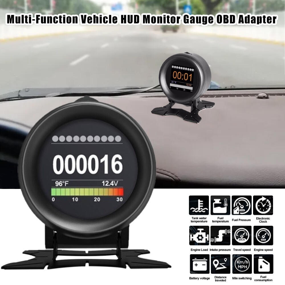 Car HUD Computer OBD2 Digital Speedometer & Water Temperature Indicator Display