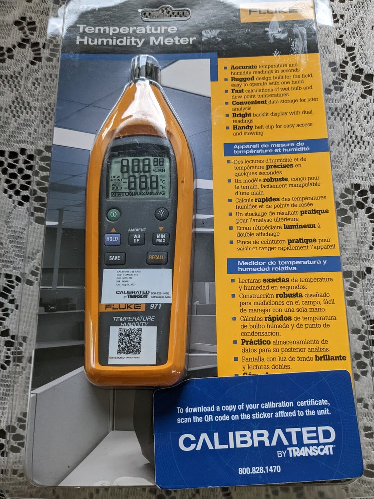 Fluke 971 Temperature Humidity Meter Quick-response Capacitance Sensor IAQ