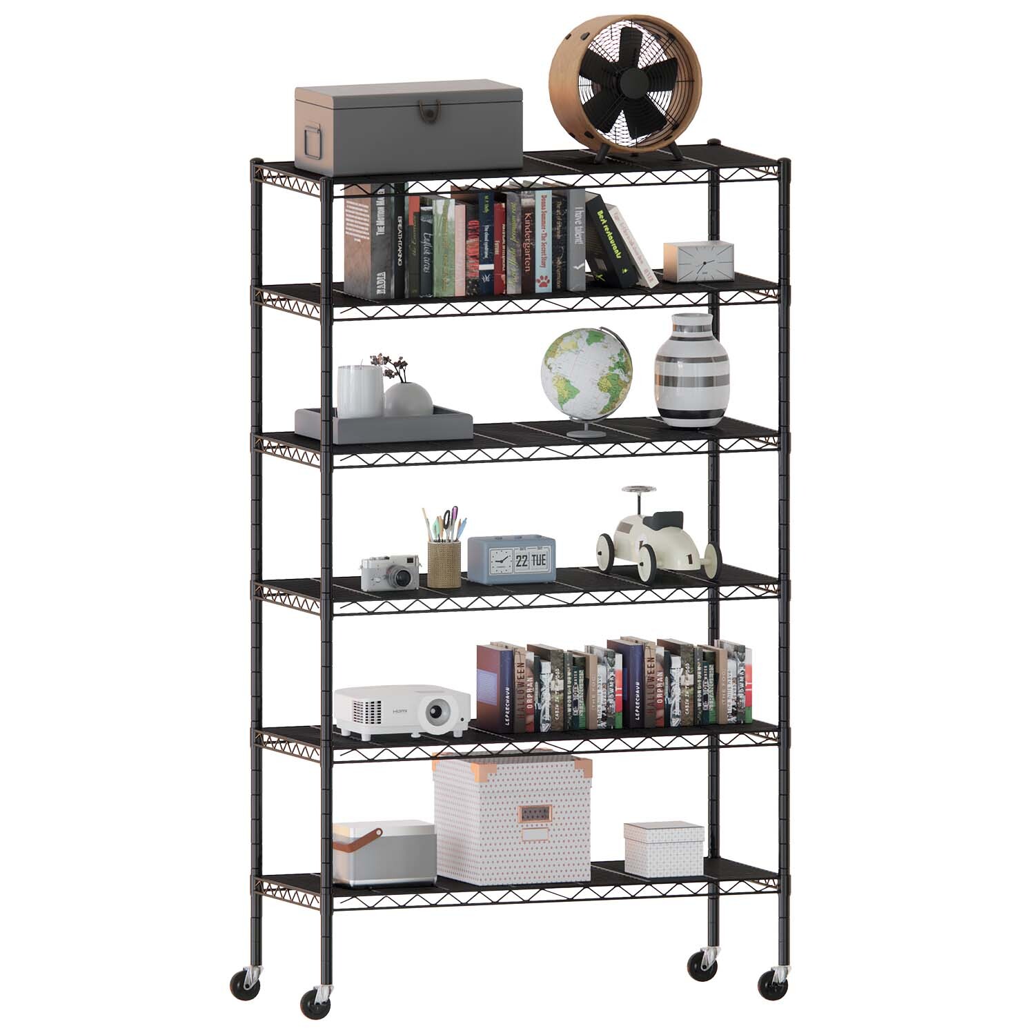 Wire Shelving Unit with Wheels Steel 6 Tier Heavy Duty Layer Rack 18x48x82 inch