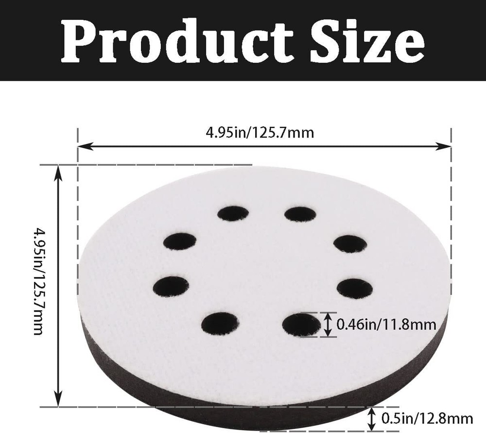 2Pcs 5 Inch 8Hole Soft Interface Pad Hook Loop Sponge Cushion Buffer Backing Pad