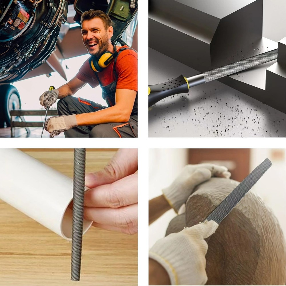 6pc Needle File Set Carbon Steel Files Flat Square Round Triangular Half-Round