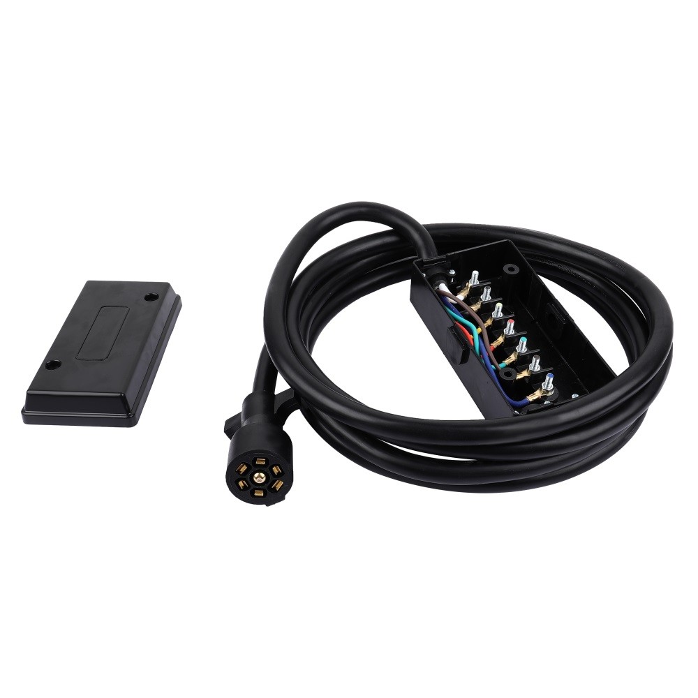 12 Foot 7 Way Plug Inline Pre-Wired Trailer Cord Junction Box Cable