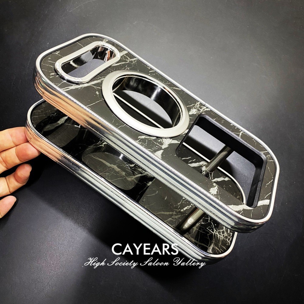 JDM Chrome Brim Wood Grain Large VIP Cup Holder Drinks Car Instrument Desk Table