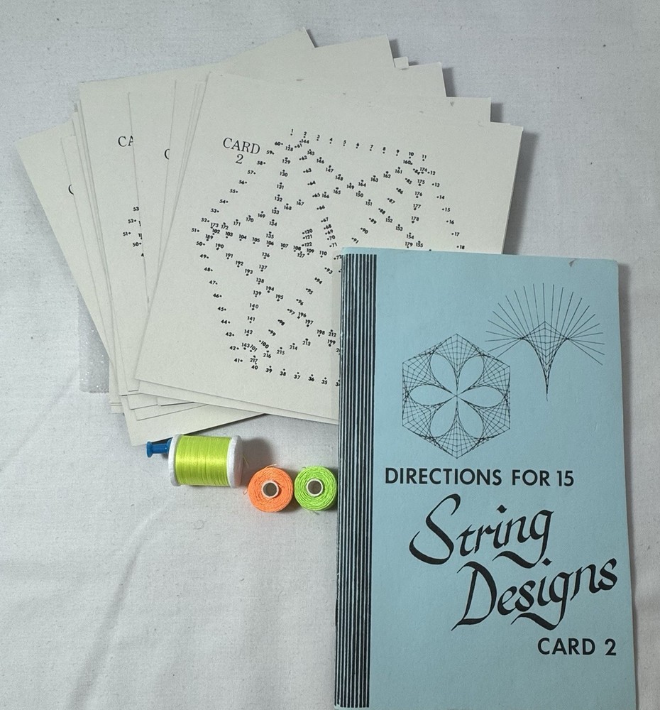 Vtg 70s Geometric String Art Craft kit 3 Set 45 Designs Mini-Math Complete Rare