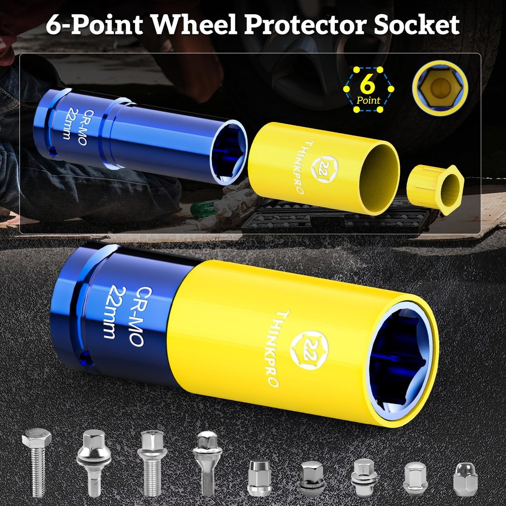 Thinkpro Impact Lug Nut Socket-8 Pieces Thin Wall Yellow