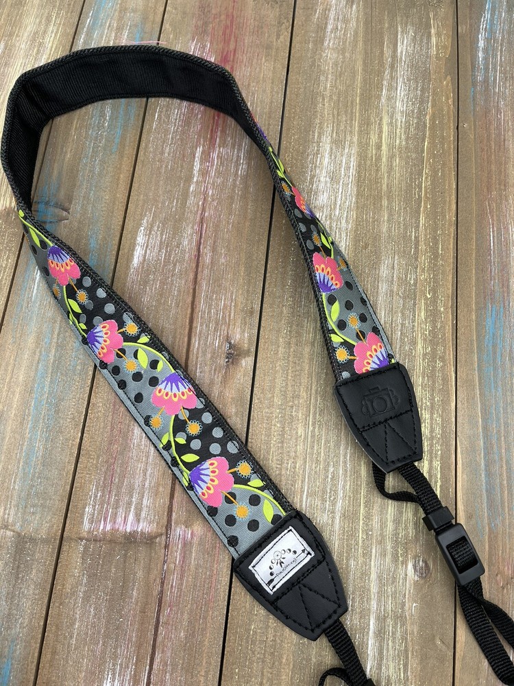 floral polka dot camera strap