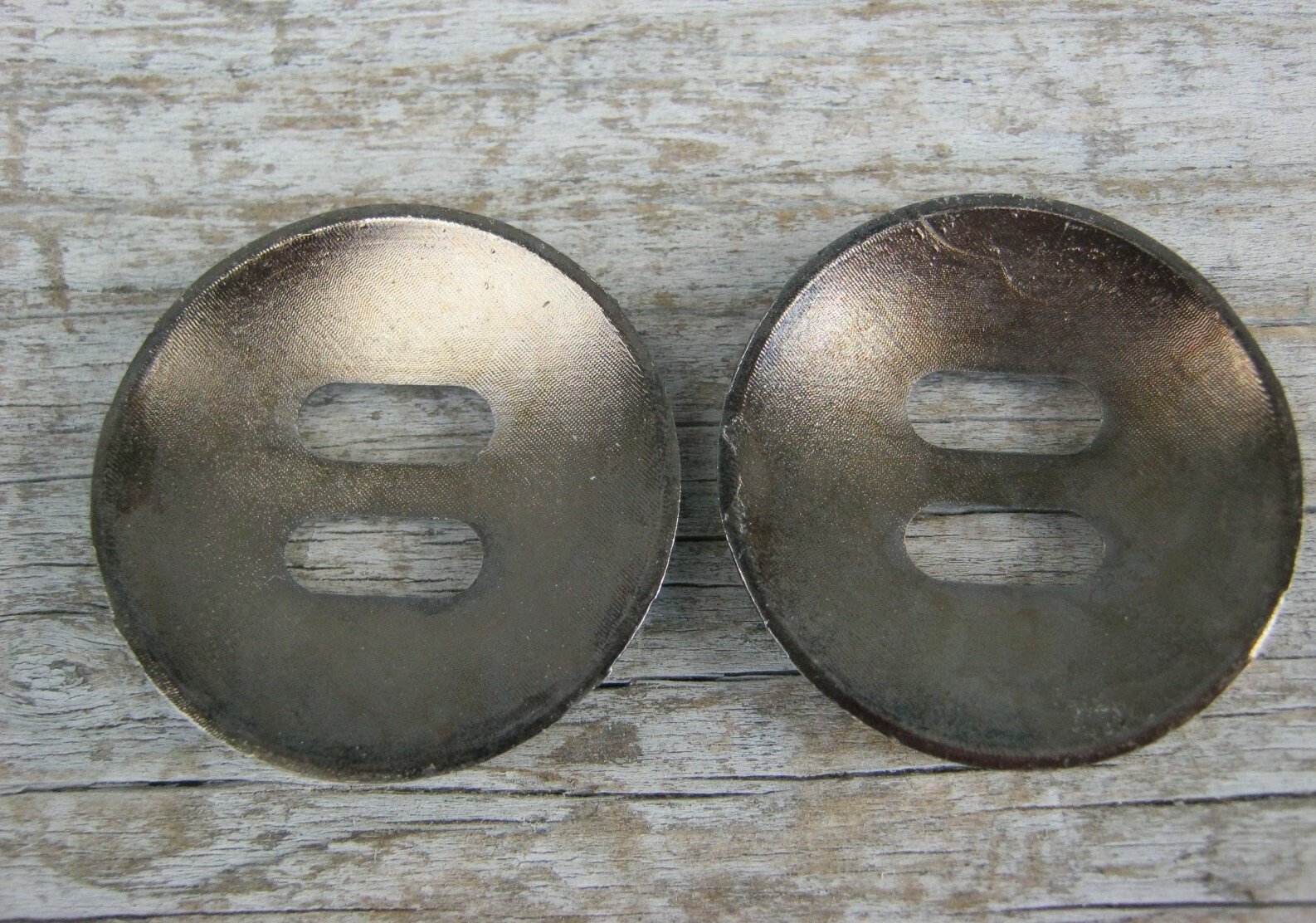 Feathered Turquoise Slotted Concho Copper Feathers 1-1/2" Set of 2