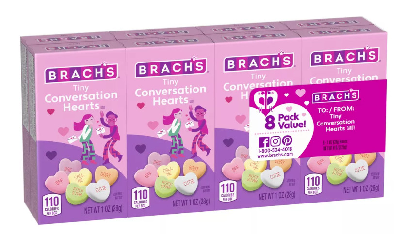 Brach's  8-PACK  Tiny Conversation Hearts  Candy - 1 oz Boxes - New Sealed