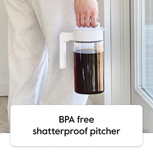 TAKEYA TRITAN COLD BREW COFFEE MAKER AIRTIGHT PITCHER 1 QUART 10312 - STONE