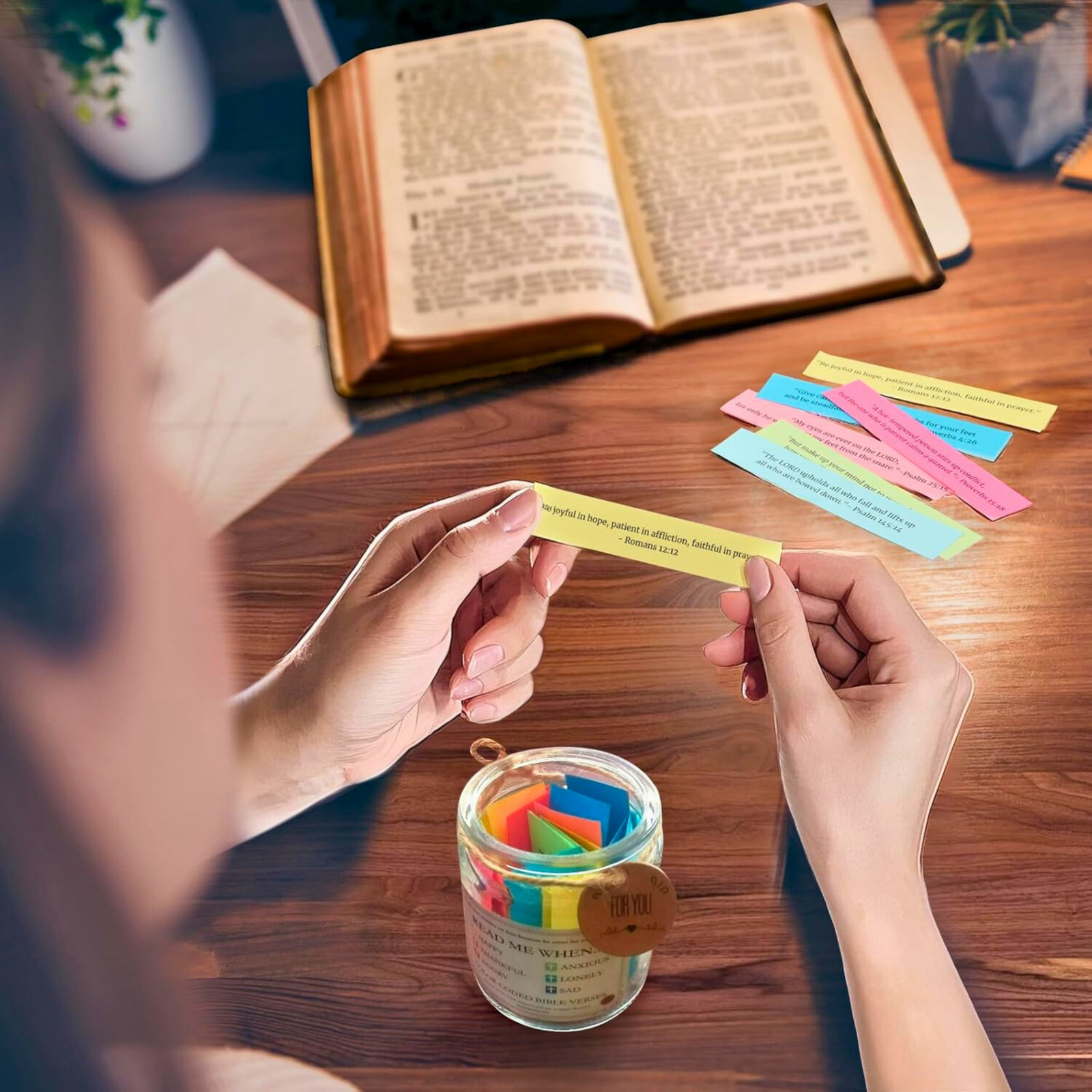 96 Colored Bible Verses Jar Christian Gift Inspirational Scripture Jar for Women