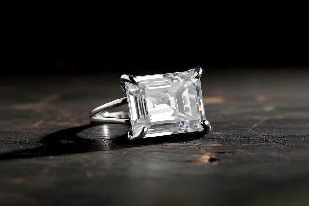 Crystal Quartz Ring Anemone Sterling Silver Faceted Rectangle Large