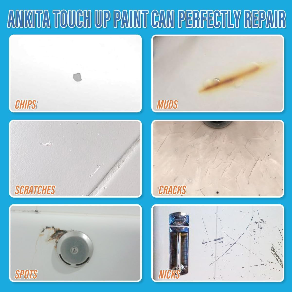 Porcelain Sink Touch up Paint, High-Gloss Porcelain Repair Kit White & Appliance