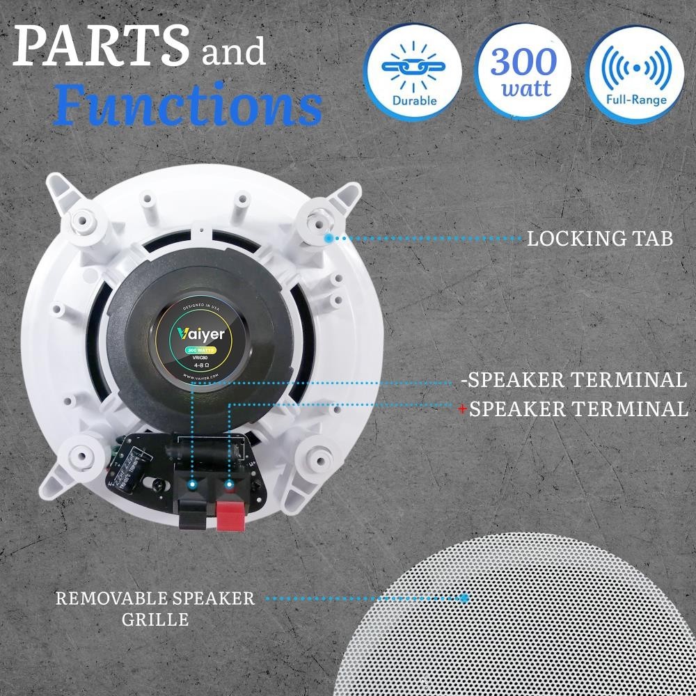 Home Theater System 2000W Bluetooth Amplifier Kit w/ 6x 8" Ceiling Speakers