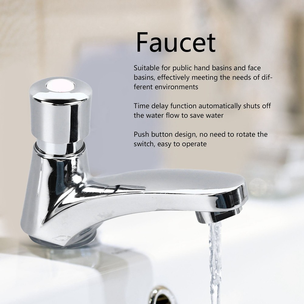 Basin Sink Faucet Push Button Design Water Saving Rugged Time Delay US