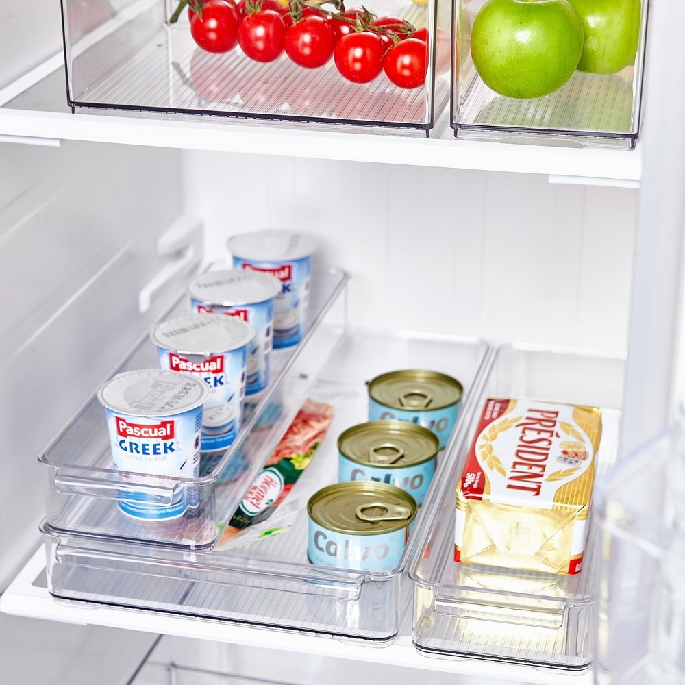 Stackable Freezer Organizer, Flat Produce Saver Sliced Cheese Container with ...