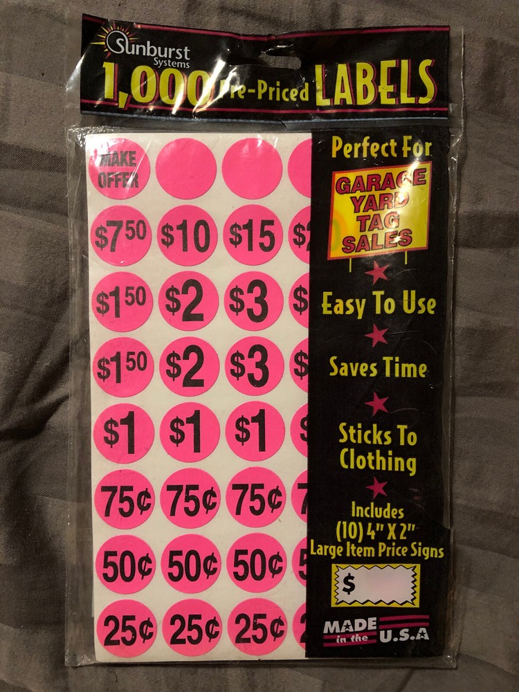 Sunburst Systems 1,000 Pre-Priced Labels