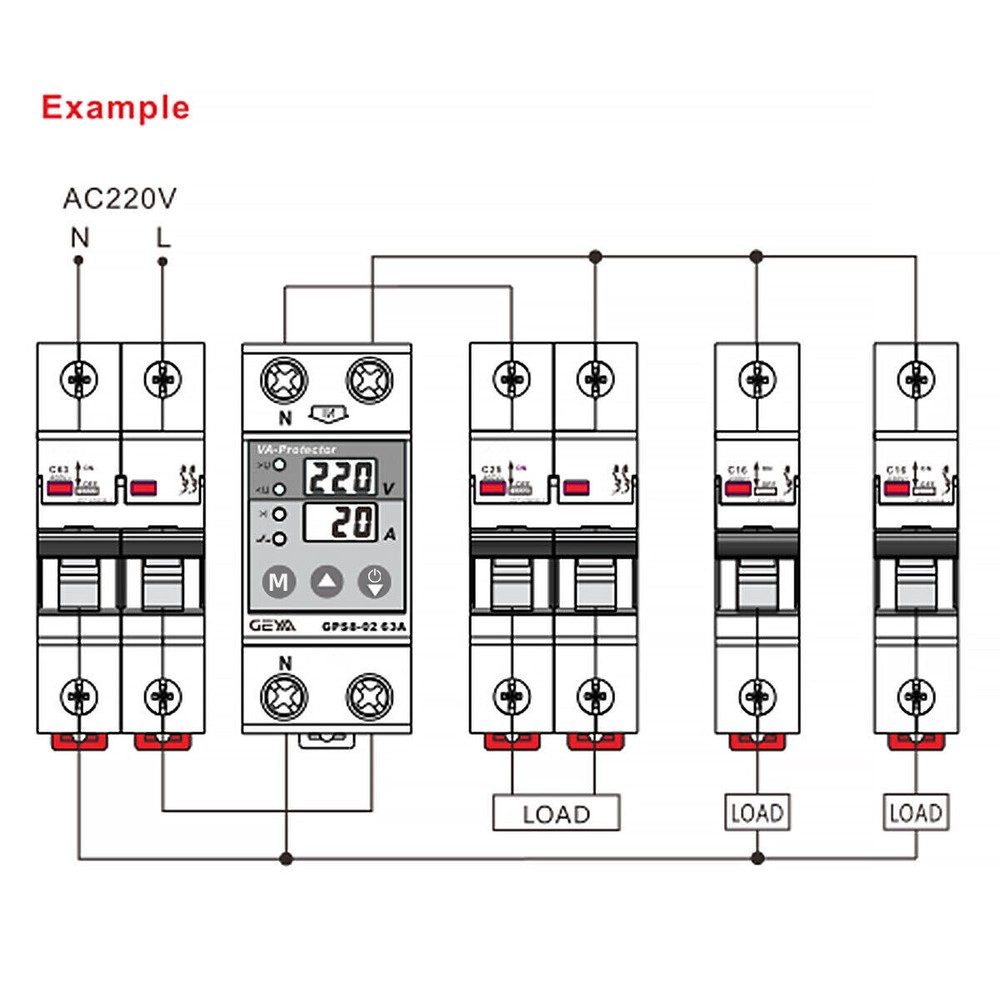 GEYA Over Current Protector Over&Under voltage Protective Device 2Pole 40A 63A