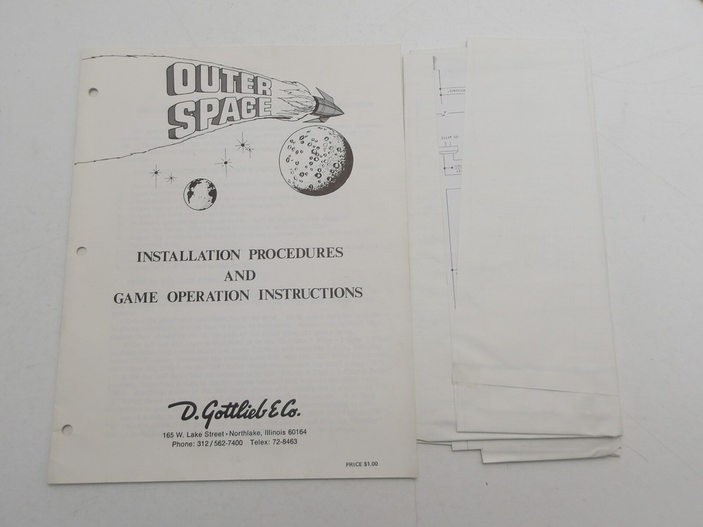 Gottlieb: Outer Space  - Schematic (+Copy) & Manual Set  Near Mint to NOS
