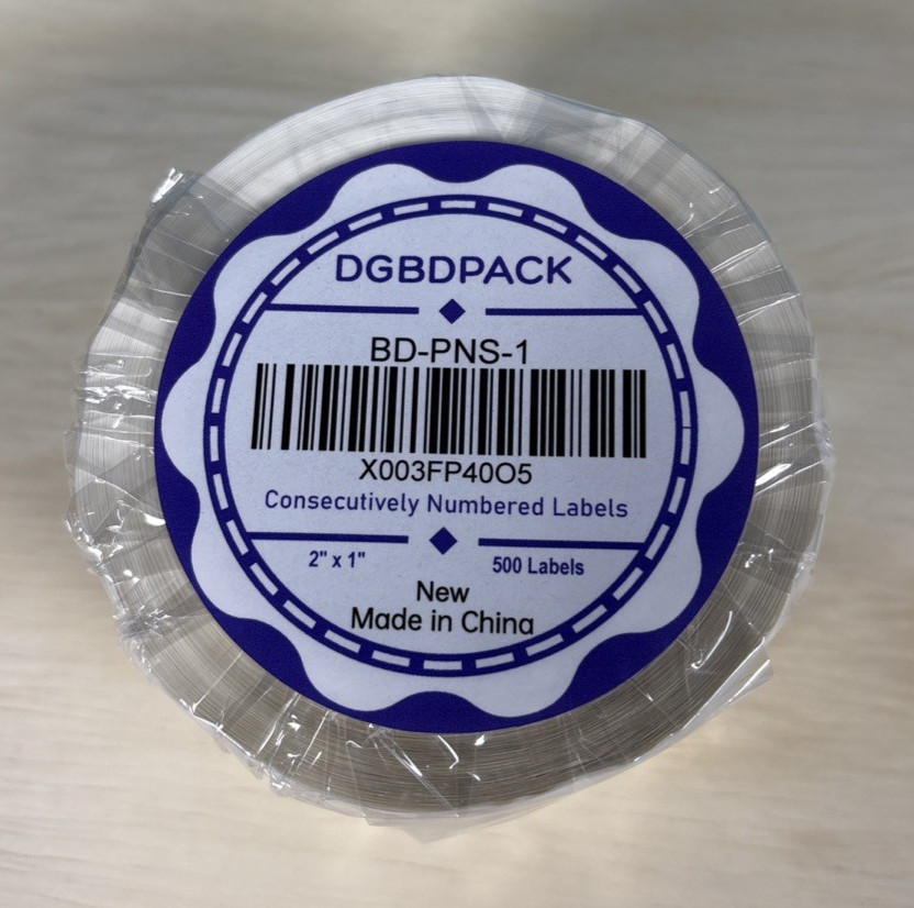Labels, 2 x 1 Inch 001-500, White DGBDPACK Consecutively Numbered