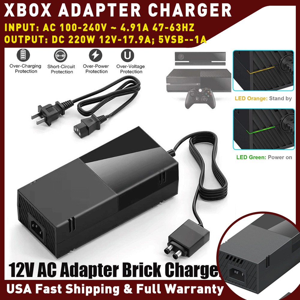 AC Brick Adapter Power Supply Cable Cord Charger For Microsoft XBOX ONE Console