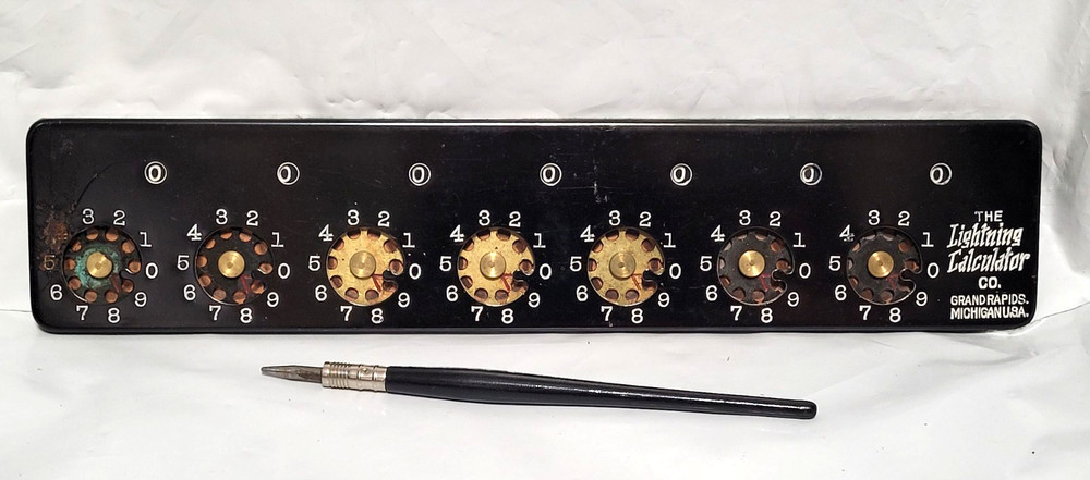 VTG The Lightning Calculator Co. Adding Machine Grand Rapids Michigan w/ Stylus