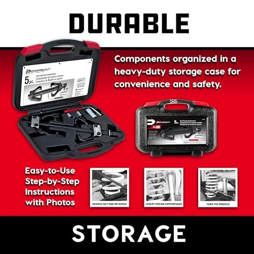 Coil Spring Compressor Tool Kit, 5 Piece, Straight or Curved Coil 2 Piece