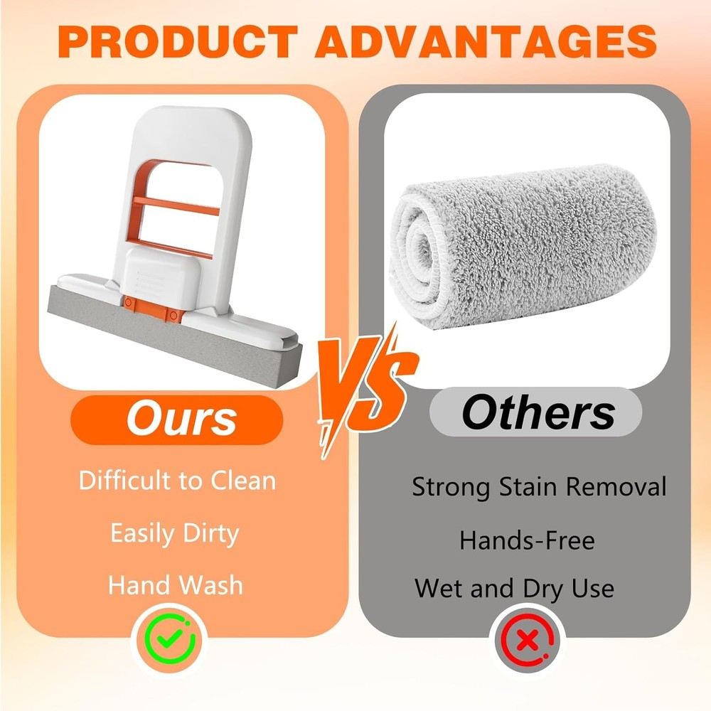 Mini Foldable Desktop Mop with Self-Squeezing Sponge – For Small Spaces