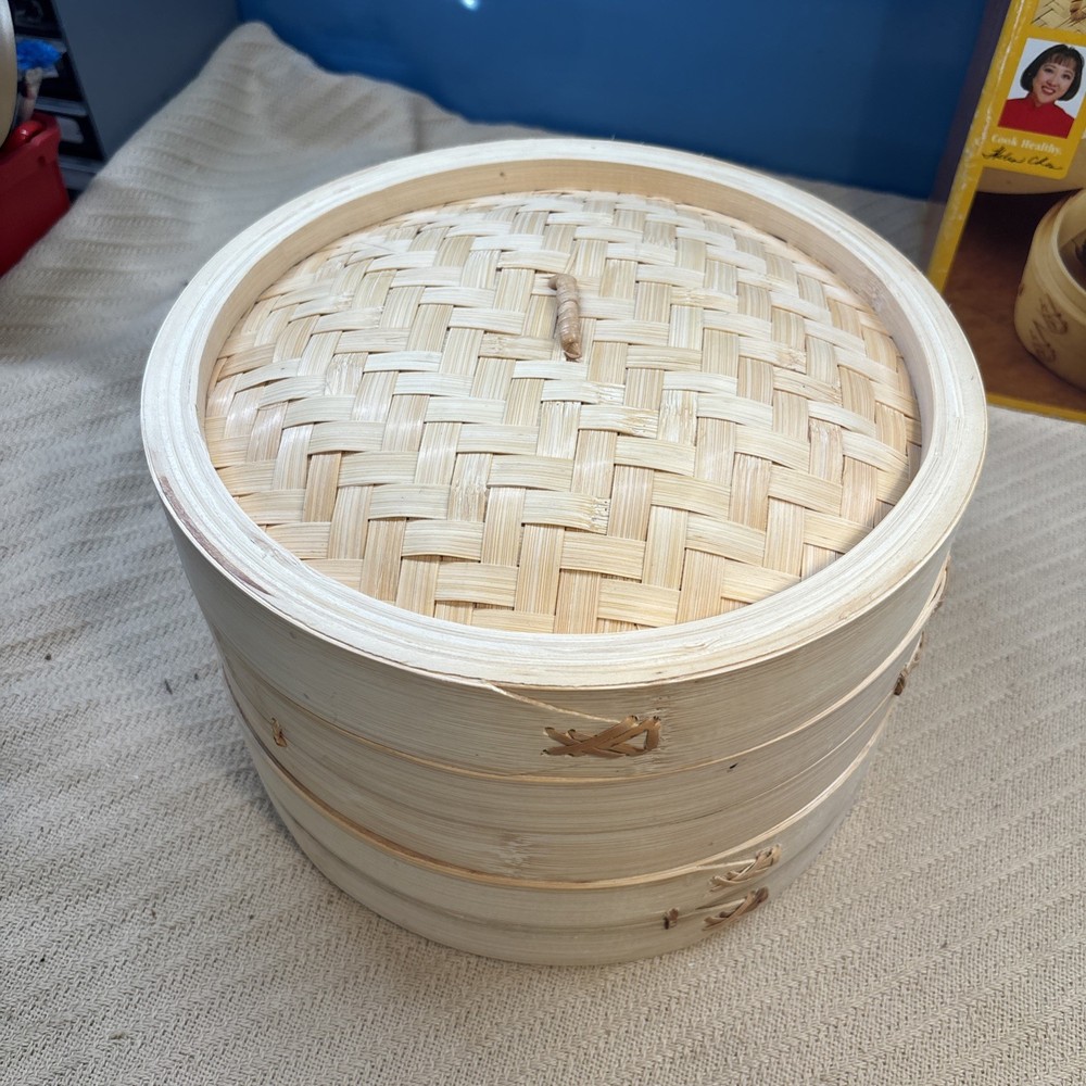 Joyce Chen Bamboo Steamer, 10-inch 2-tray Steamer, Open Box