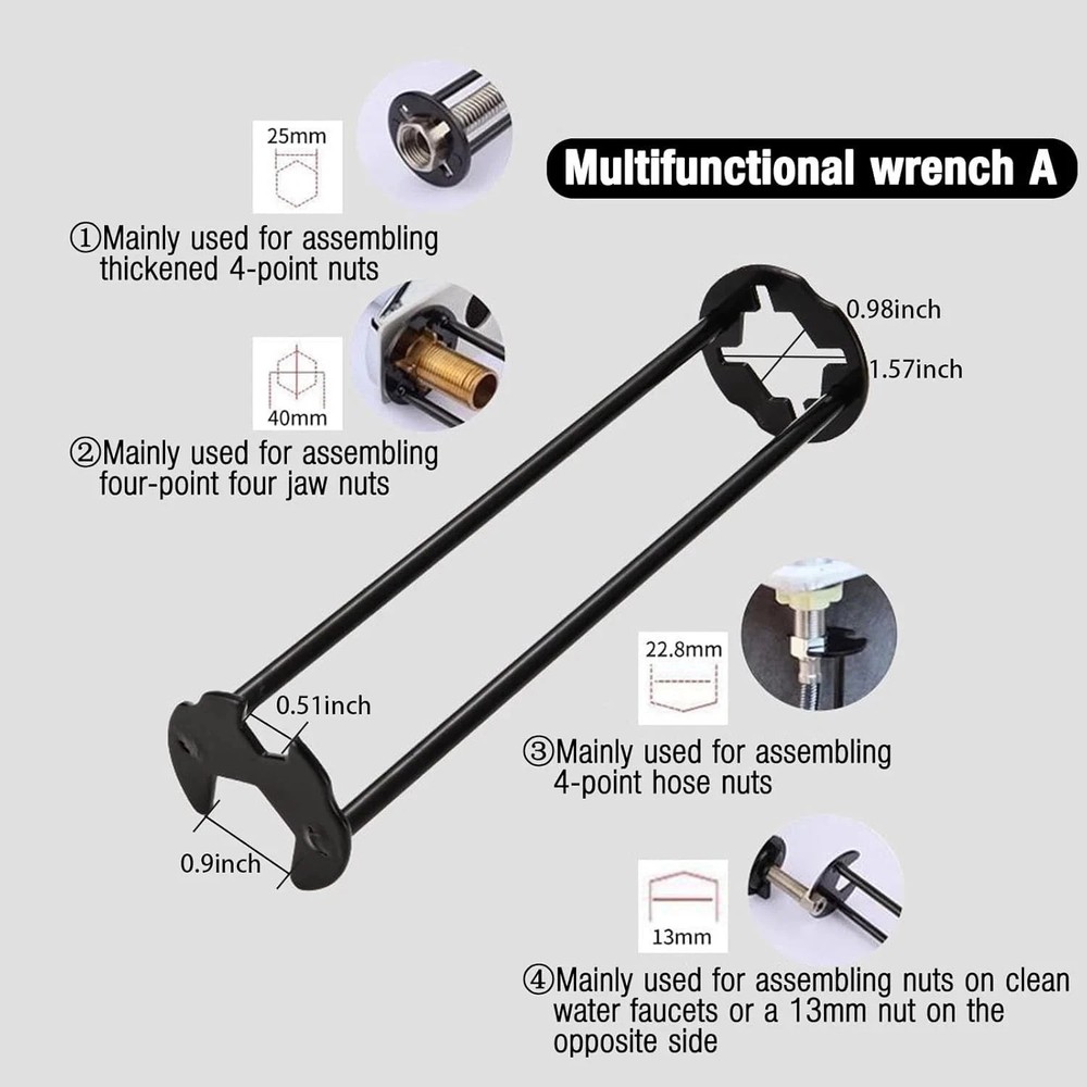 2-Pack Multifunctional Sink Wrench Basin & Faucet Tool