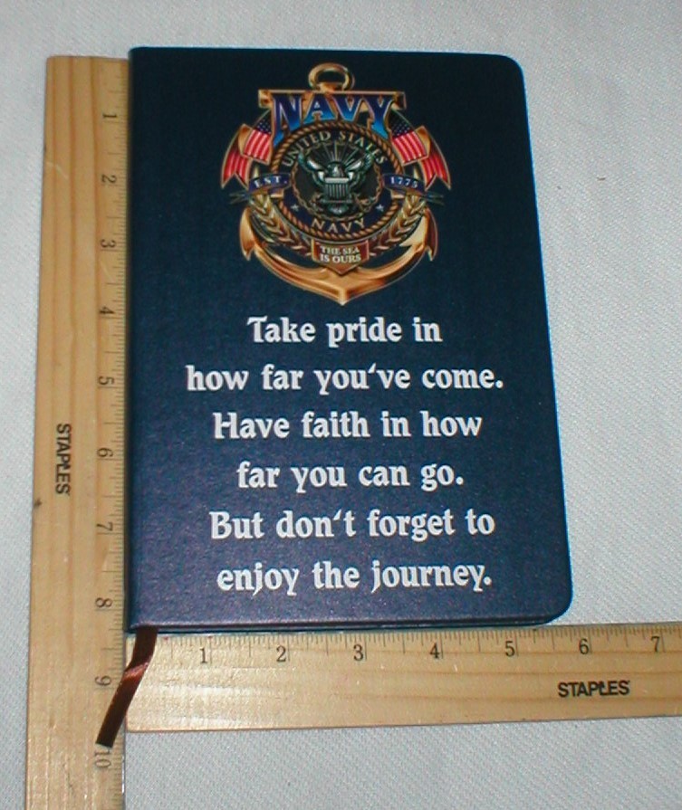 NAVY NOTEBOOK DIARY JOURNAL SCRAPBOOK SOLD AS IS