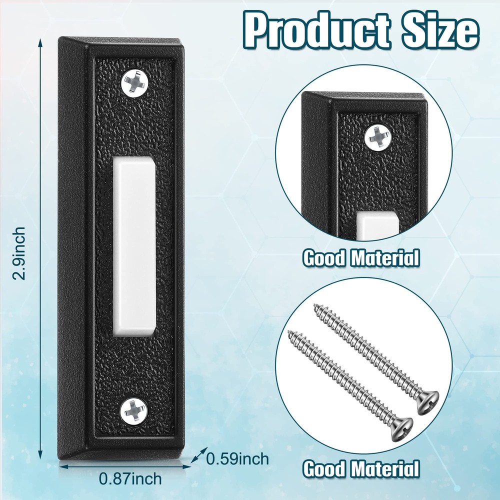 Lighted Doorbell Button - 2 Pack, Wall Mounted in Black and White