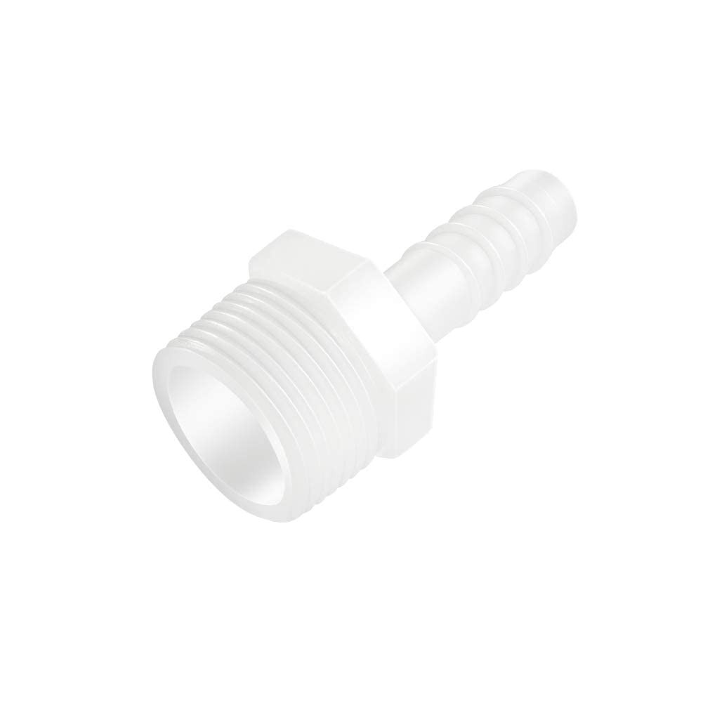 Quickun Plastic Hose Barb Fitting, 3/8" x 3/4" Male thread, Copper,White
